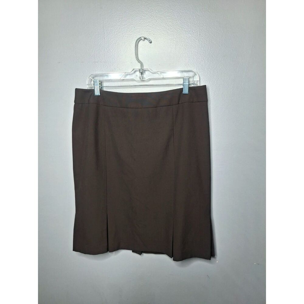 TalbotsPetites 14P Brown Tailored Straight Skirt Stretch Workwear Office Classic